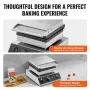Commercial Waffle Maker, 2PCS Rectangle Waffle Baker Machine, 2000W Non-Stick Stainless Steel Belgian Waffle Iron with Temp and 