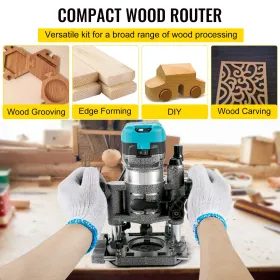 Router Tool, 710W Wood Router, Router for Woodworking w/ 3 Router Collets, Wood Router Tool w/ Fixed & Plunge & Tilt Base,