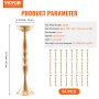 24PCS 50cm/19.7” Tall Wedding Flower Vase, Metal Wedding Centerpiece, Gold Floral Arrangement Stand Display Rack for Tables Wedd