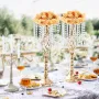 10PCS 55cm/21.65” Tall Crystal Wedding Flower Stand, Metal Wedding Centerpiece Vase, Gold Flower Holders Floral Display Rack for