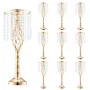 10PCS 55cm/21.65” Tall Crystal Wedding Flower Stand, Metal Wedding Centerpiece Vase, Gold Flower Holders Floral Display Rack for