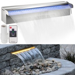 Rustfrit stål Vandfald Pool Fountain 17,7 x 4,5 x 3,1 tommer rektangulær pool springvand med LED Strip Light konstrueret