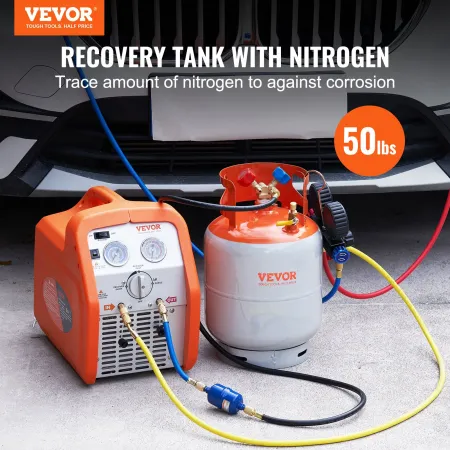 Refrigerant Recovery Tank, 50 LBS Capacity, 400 psi Portable Cylinder Tank with Y-Valve for Liquid/Vapor, High-sealing Recovery 