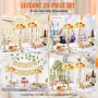 20PCS 43cm/16.9” Tall Crystal Wedding Flower Stand, Metal Wedding Centerpiece Vase, Gold Flower Holders Floral Display Rack for 