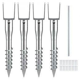 No Dig Ground Anchor, 4 Pack 3.94 x 2.76 x 27.56 in DIY Screw in Post Stake, Includes 6 Lag Bolts & a Rebar, U-Shape Heavy Duty