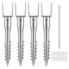 No Dig Ground Anchor, 4 Pack 3.94 x 2.76 x 27.56 in DIY Screw in Post Stake, Includes 6 Lag Bolts & a Rebar, U-Shape Heavy Duty
