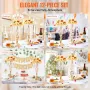 12PCS 49cm/19.3” Tall Crystal Wedding Flower Stand, Metal Wedding Centerpiece Vase, Gold Flower Holders Floral Display Rack for 