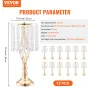 12PCS 49cm/19.3” Tall Crystal Wedding Flower Stand, Metal Wedding Centerpiece Vase, Gold Flower Holders Floral Display Rack for 
