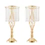 12PCS 49cm/19.3” Tall Crystal Wedding Flower Stand, Metal Wedding Centerpiece Vase, Gold Flower Holders Floral Display Rack for 
