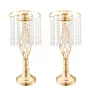12PCS 49cm/19.3” Tall Crystal Wedding Flower Stand, Metal Wedding Centerpiece Vase, Gold Flower Holders Floral Display Rack for 
