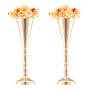 10PCS 43cm/16.9” Tall Wedding Flower Vase, Metal Wedding Trumpet Centerpiece, Gold Floral Stand Display Rack for Tables Wedding 