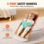 Baby Bouncer, Folding Bouncer Seat for Babies 0-9 Months, Newborn Bouncer Chair with 2 Reclining Angles & 3-Point Harness, Porta