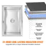 Drop in Ice Chest, 27"L x 18"W x 21"H Stainless Steel Ice Cooler, Commercial Ice Bin with Sliding Cover, 40.9 qt Outdoor Kitchen