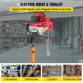 800 kg/1700 lbs Electric Trolley Hoist 1300W Electric Hoist Vinsch Dobbelt 12m/40ft, Electric Hoist Elektrisk gaffeltruck