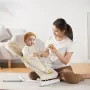Baby Bouncer, Folding Bouncer Seat for Babies 0-9 Months, Newborn Bouncer Chair with 2 Reclining Angles & Rotatable Toy Bar, Por