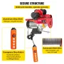 800Kg/1700Lbs Electric Trolley Hoist 1300W Electric Hoist Winch Double 12M/40Ft , Electric Hoist Electric Forklift Steel Pallet 