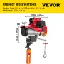 800 kg/1700 lbs Electric Trolley Hoist 1300W Electric Hoist