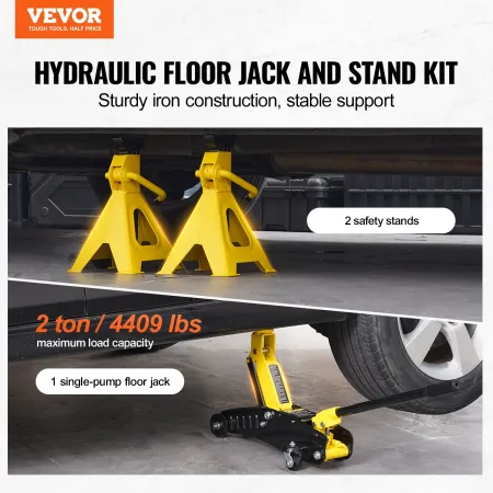 Lavt profil gulv Jack 2 ton tunge single stempelhydraulisk pumpe