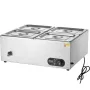 4-Pan Commercial Food Warmer, 4 x 8QT Electric Steam Table, 1500W Professional Countertop Stainless Steel Buffet Bain Marie with
