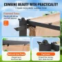 10'x13' Outdoor Retractable Pergola with Canopy, Aluminum Pergola with Retractable Canopy, Modern Pergola with Sun Shade Canopy 