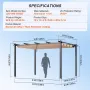 10'x13' Outdoor Retractable Pergola with Canopy, Aluminum Pergola with Retractable Canopy, Modern Pergola with Sun Shade Canopy 