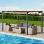 10'x13' udendørs udtrækkelig pergola med solsejl i aluminium