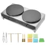 Electric Crepe Maker, 16-Inch Double Head Commercial Crepe Machine, 3400W Flat Plate Crepe Griddle, Nonstick Stainless Steel Pan