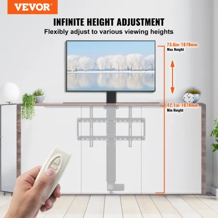 TV Lift Stand Motorized TV auto Lift Mount Bracket for 66–152.4 cm Flat Screen LCD/LED/OLED Plasma TVs Heavy Duty Electric TV Mo
