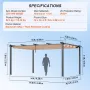 12'x16' Outdoor Retractable Pergola with Canopy, Aluminum Pergola with Retractable Canopy, Modern Pergola with Sun Shade Canopy 