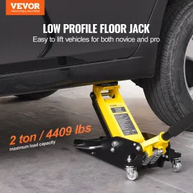 Lav profil gulv jack 2 ton tunge dobbelt stempel hurtig pumpe