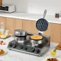Commercial Waffle Maker, Dual-Head Round Waffle Baker Machine, 2460W Non-Stick Stainless Steel Belgian Waffle Iron with Temp and