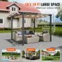 10'x10' udendørs udtrækkelig pergola med solsejl i aluminium