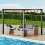10'x10' Outdoor Retractable Pergola with Canopy, Aluminum Pergola with Retractable Canopy, Modern Pergola with Sun Shade Canopy 
