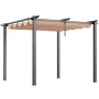10'x10' udendørs udtrækkelig pergola med solsejl i aluminium