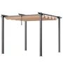 10'x10' Outdoor Retractable Pergola with Canopy, Aluminum Pergola with Retractable Canopy, Modern Pergola with Sun Shade Canopy 