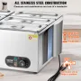 6-Pan Commercial Food Warmer, 6 x 5QT Electric Steam Table, 1500W Professional Countertop Stainless Steel Buffet Bain Marie with