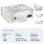 6-Pan Commercial Food Warmer, 6 x 5QT Electric Steam Table, 1500W Professional Countertop Stainless Steel Buffet Bain Marie with