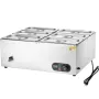 6-Pan Commercial Food Warmer, 6 x 5QT Electric Steam Table, 1500W Professional Countertop Stainless Steel Buffet Bain Marie with