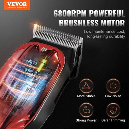 Professional Hair Clipper for Men, Cordless Barber Clipper with 6800RPM Brushless Motor & LED Display, Men's Hair Cutting Groomi