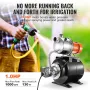 745 W(1 HP) Shallow Well Pump with Pressure Tank, 63 L/min(1000 GPH), Automatic Irrigation Water Booster Pump with 40 m(130 ft) 