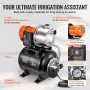 745 W(1 HP) Shallow Well Pump with Pressure Tank, 63 L/min(1000 GPH), Automatic Irrigation Water Booster Pump with 40 m(130 ft) 