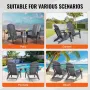 Adirondack Chair Plastic, Set of 2 All-Weather Portable Folding Fire Pit Chair, Outdoor Adirondack Patio Chair with Cup Holder, 