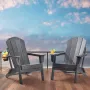 Adirondack Chair Plastic, Set of 2 All-Weather Portable Folding Fire Pit Chair, Outdoor Adirondack Patio Chair with Cup Holder, 