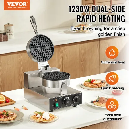 Kommerciel vaffelproducent Round Waffle Iron Baker Machine
