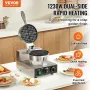 Commercial Waffle Maker, 1230W Round Waffle Baker Machine, Non-Stick Stainless Steel Belgian Waffle Iron with Temperature and Ti