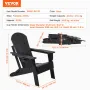 Adirondack Chair Plastic, Set of 2 All-Weather Portable Folding Fire Pit Chair, Outdoor Adirondack Patio Chair with Cup Holder, 
