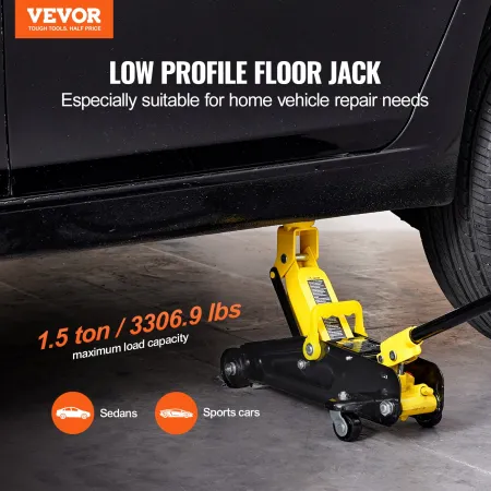 Lavt profil gulvstik 1,5 ton kraftig enkelt stempelhydraulisk
