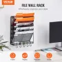 File Wall Rack, One-Piece 6 Pockets Mesh Wall File Holder, Wall Mounted Magazine Mail Paper & Document Storage Folder, Metal Wal