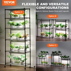 Gør-det-selv plantestativ med vækstlys 6 niveauer 192W 70,9"