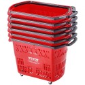Plastic Rolling Shopping Trolley Basket On Wheels 6PCS 39L with Handle Red